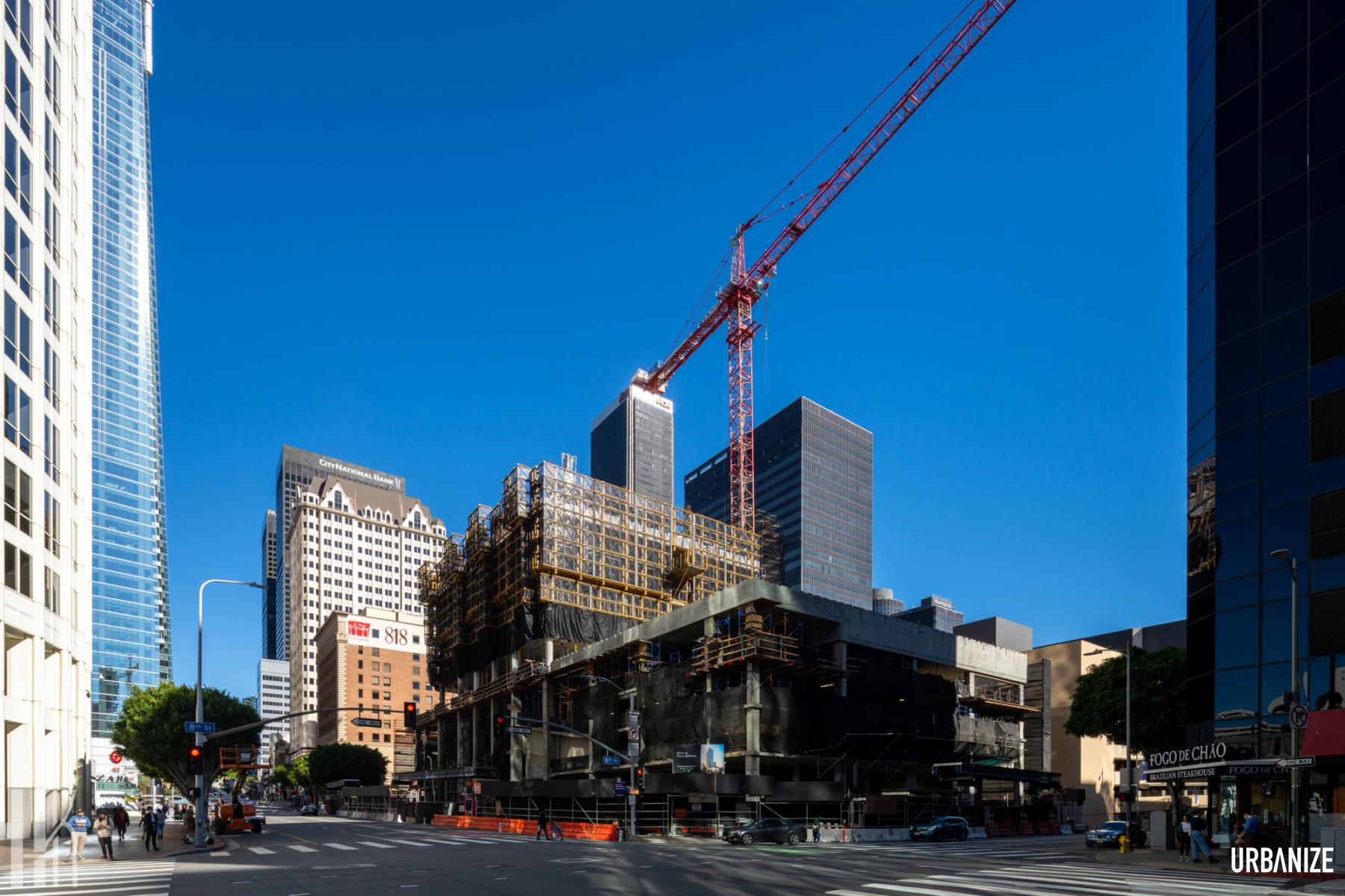 42-story apartment tower rises at 8th & Figueroa | Urbanize LA